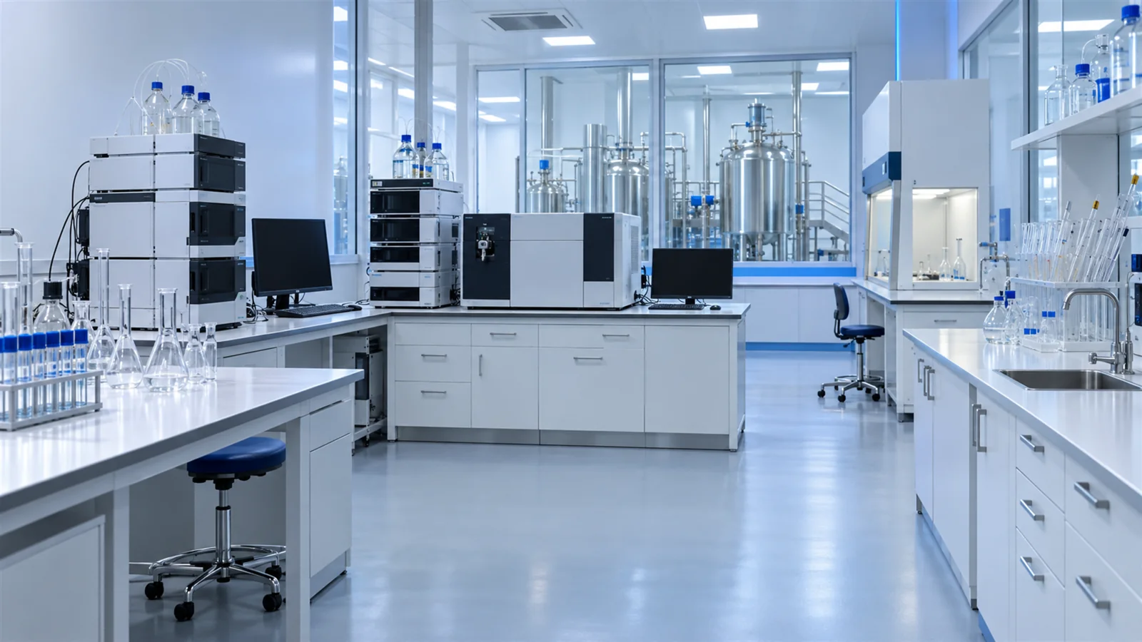 Bright laboratory interior with analytical instruments